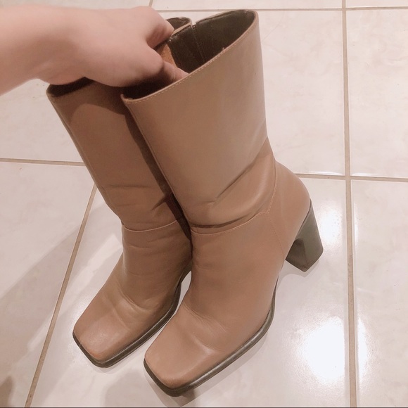 Vintage Shoes - Vintage JESSICA brand 90s square toe tan boots 7B